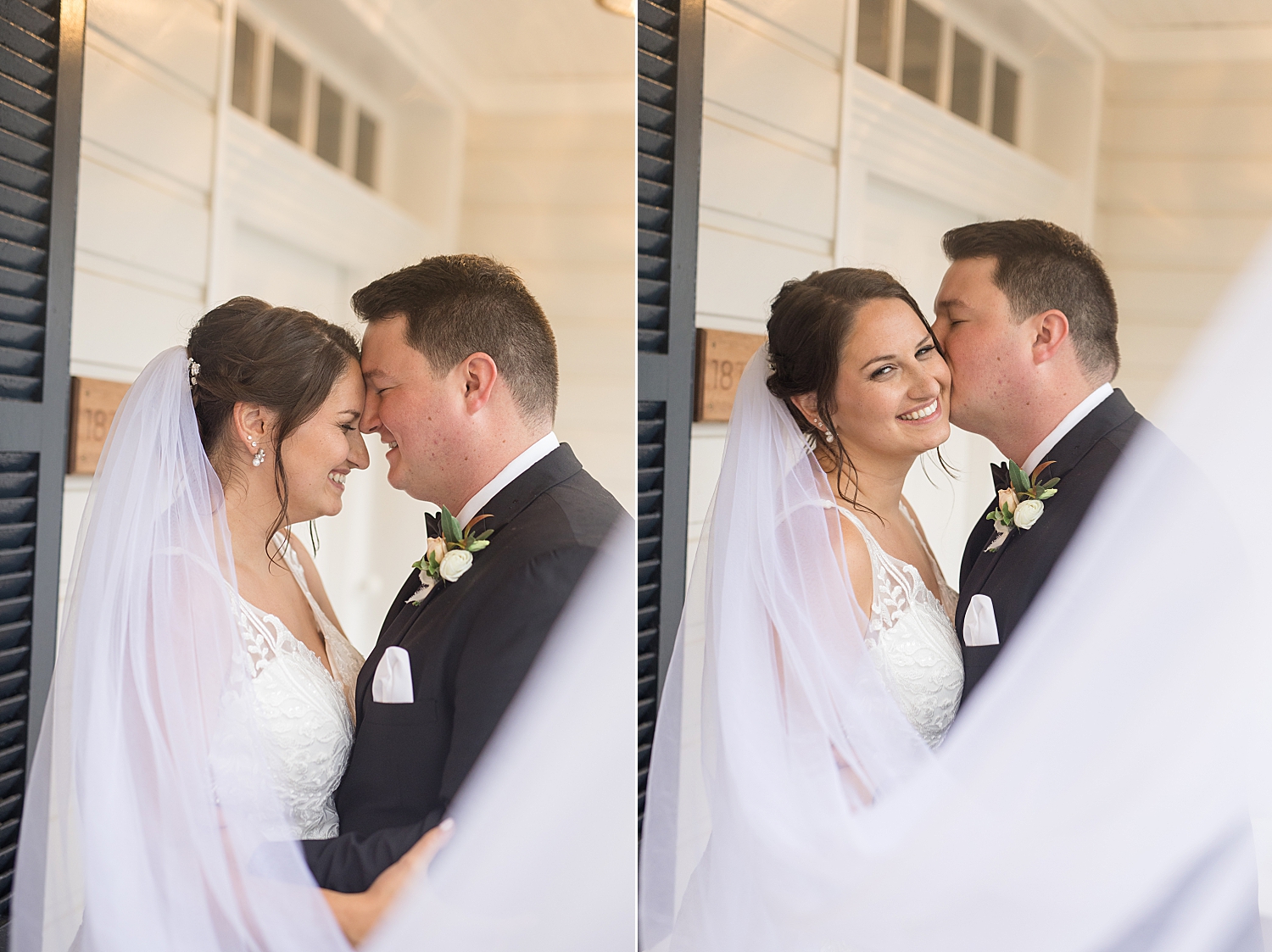 bride and groomm portrait veil shot