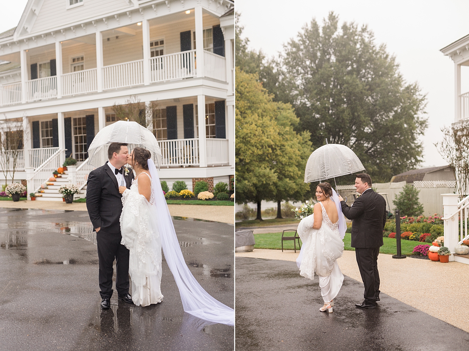 couple portrait holding umbrella in the rain