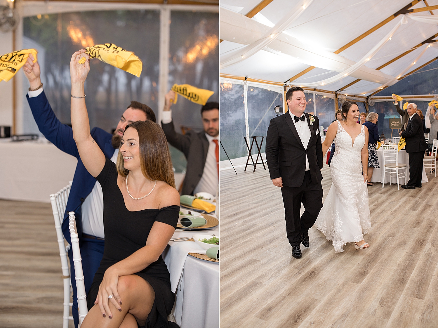 bride and groom enter reception