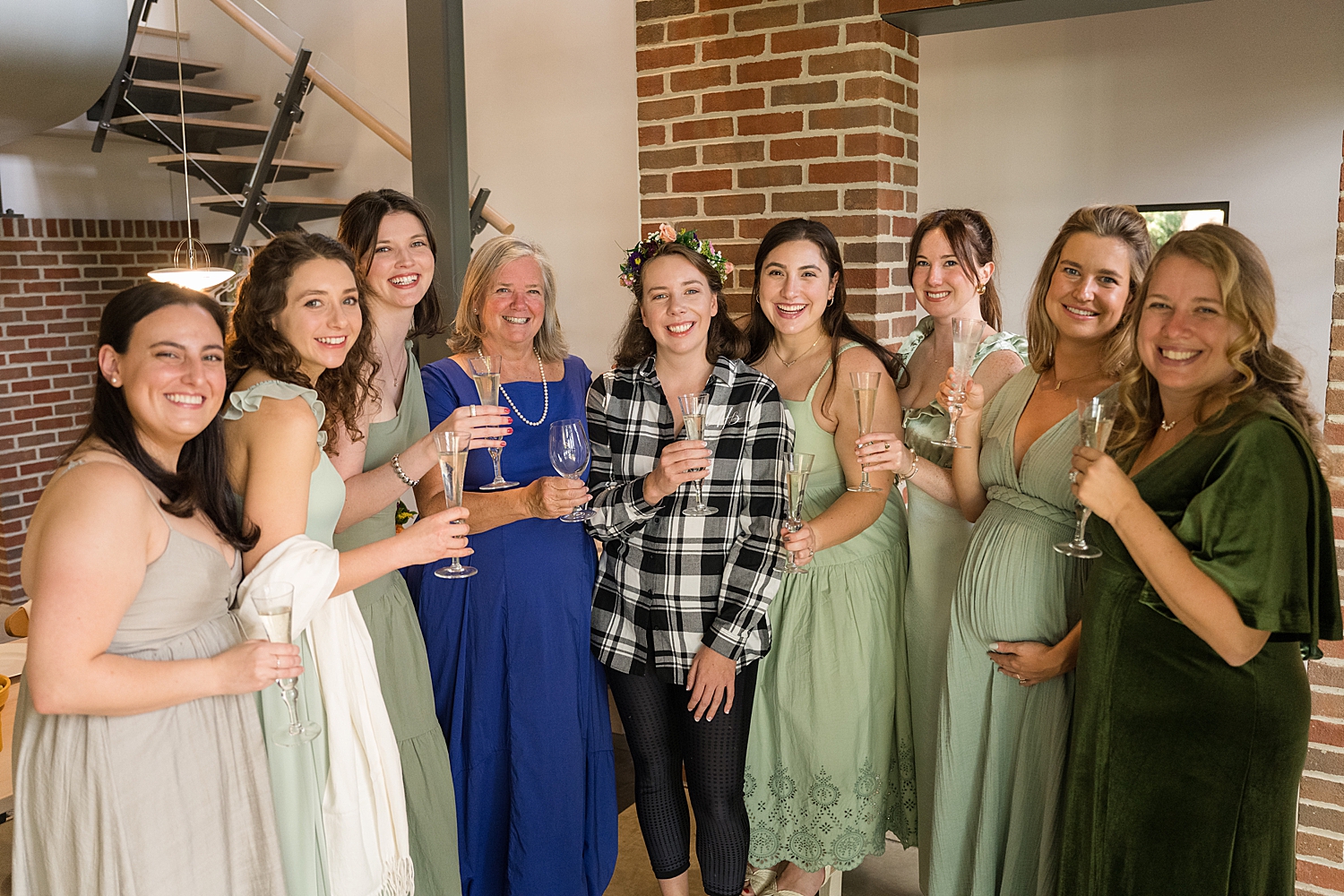 bride and bridesmaids and mom