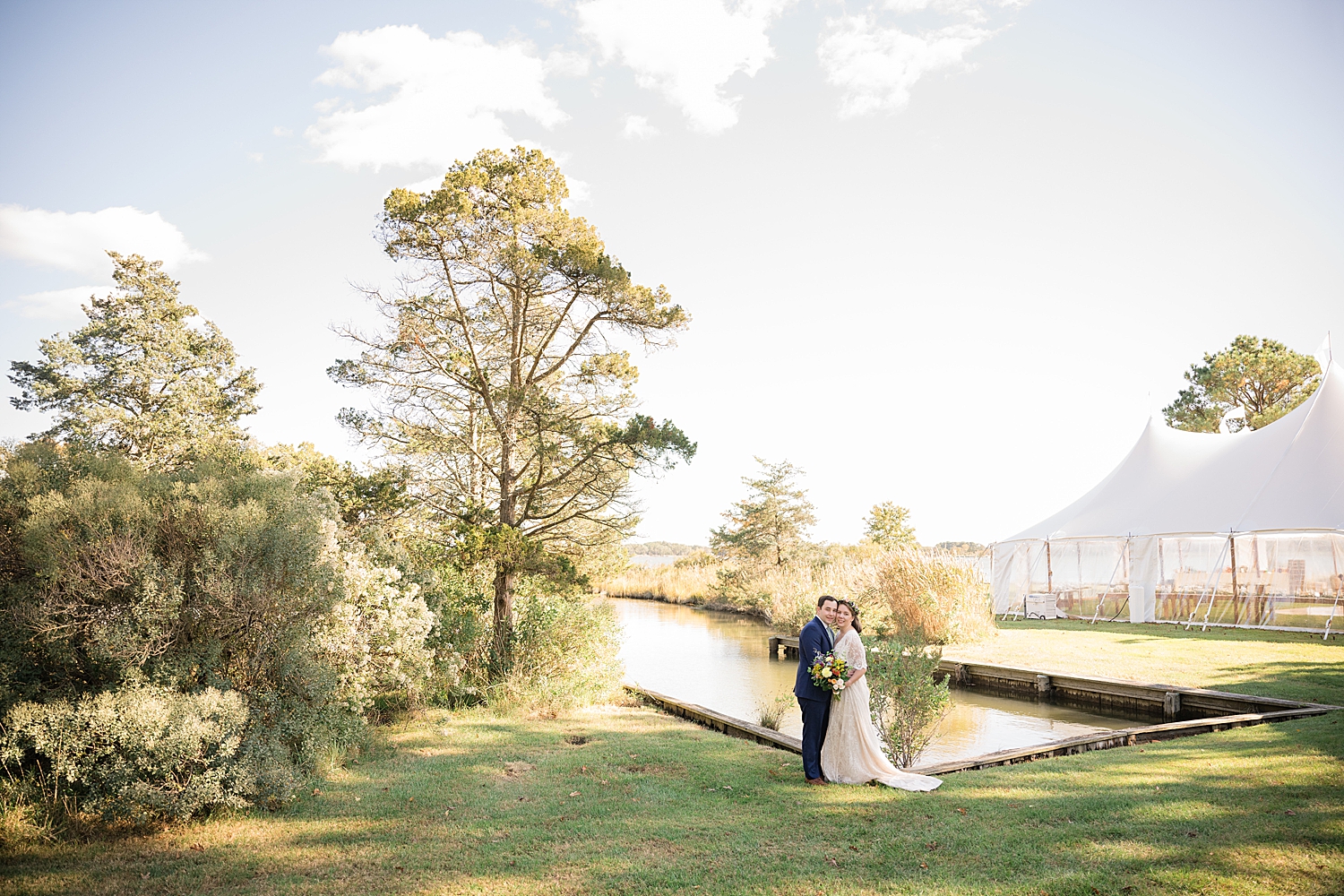 bride and groom portrait backyard easton