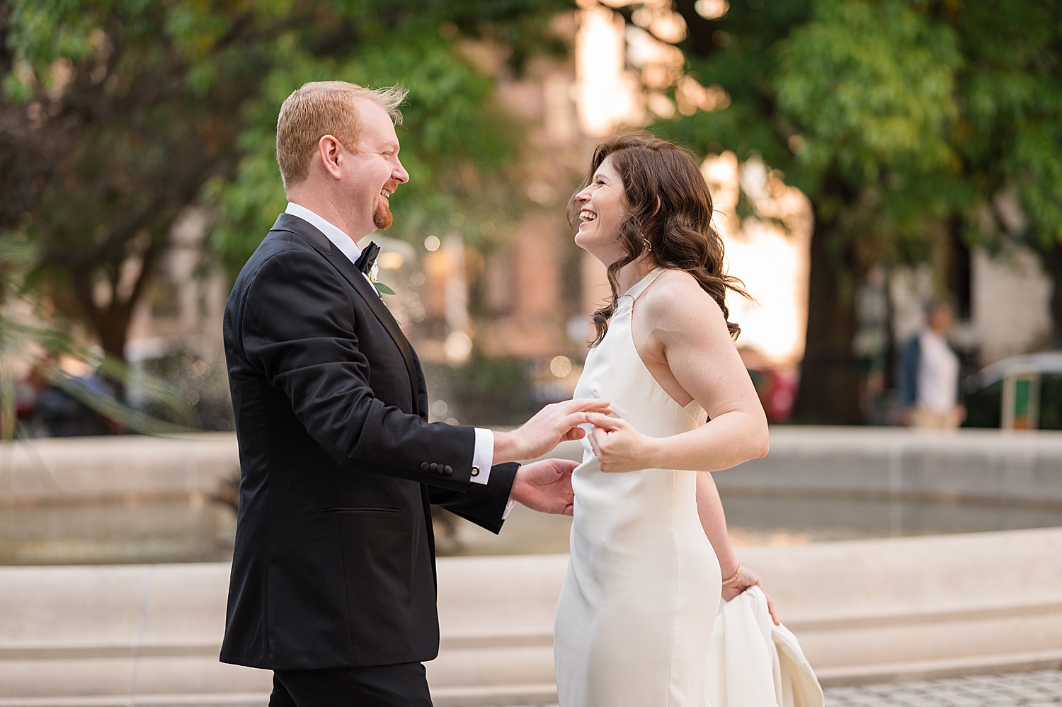 bride and groom first look