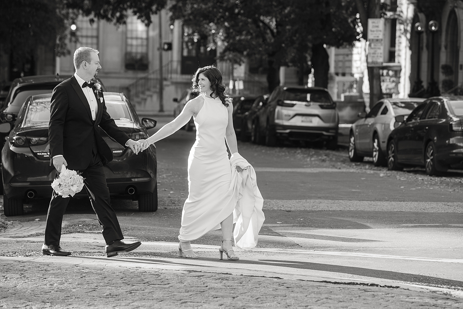 bride and groom portrait baltimore maryland fall trees