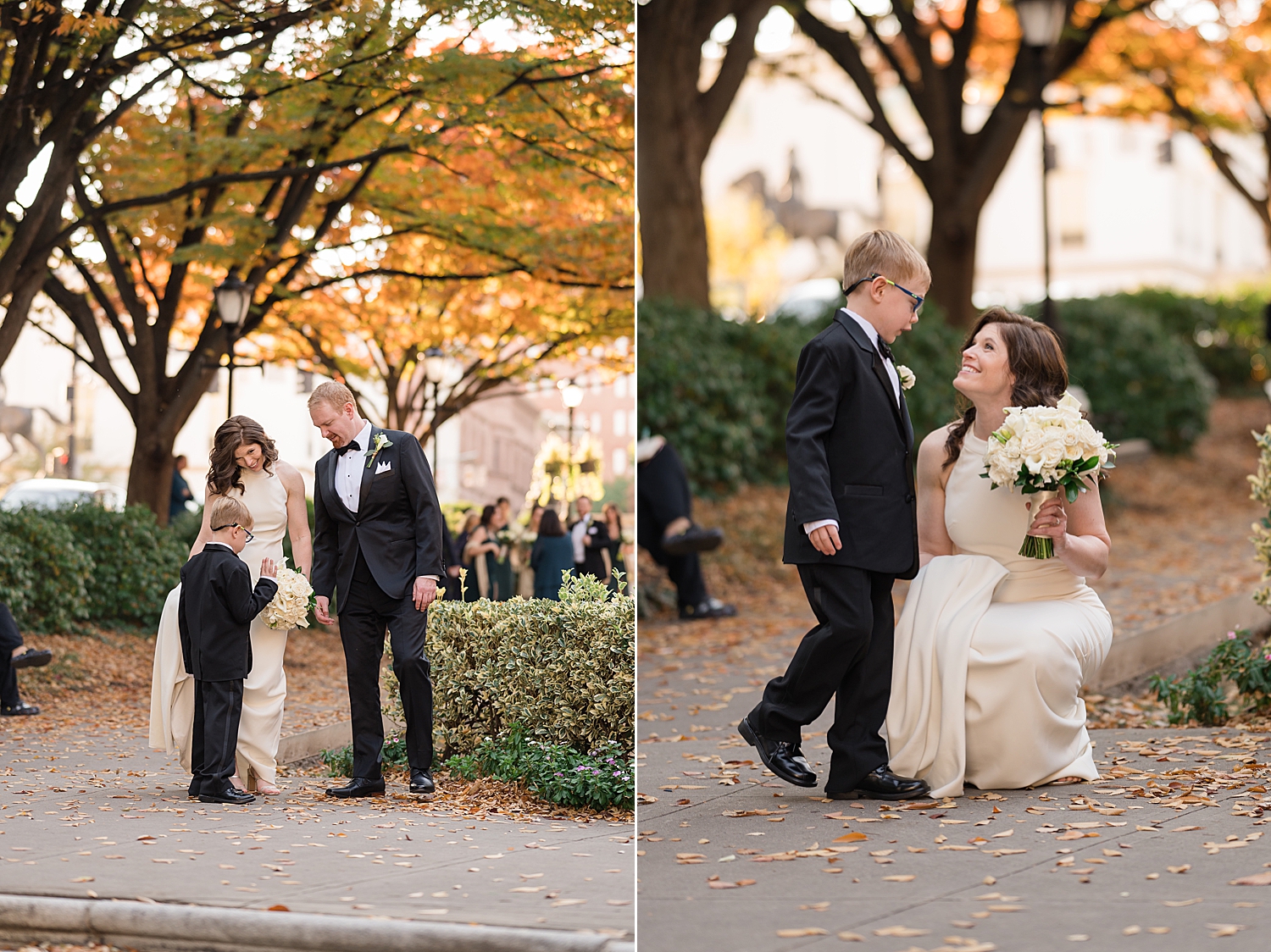 bride and groom portrait baltimore maryland fall trees