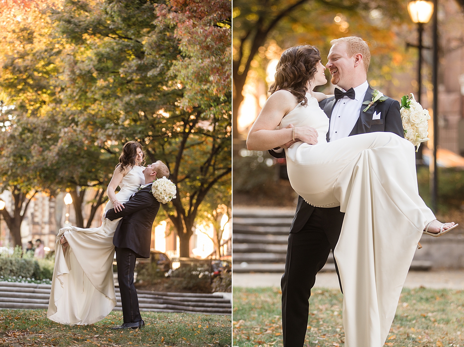 bride and groom portrait, carrying