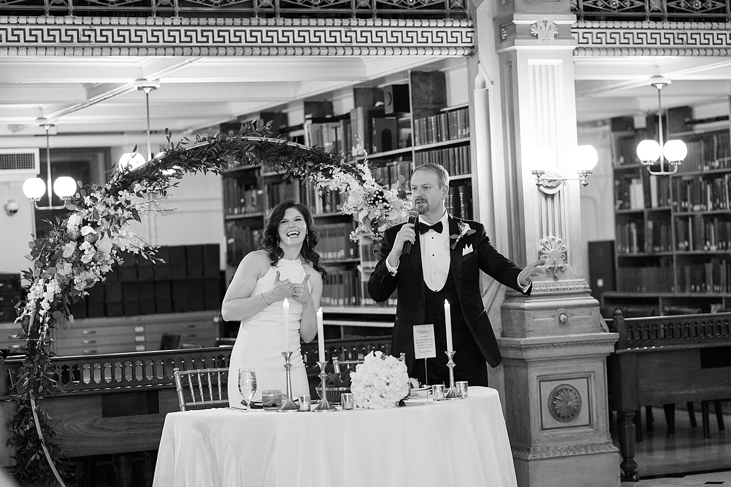 bride and groom welcome toast