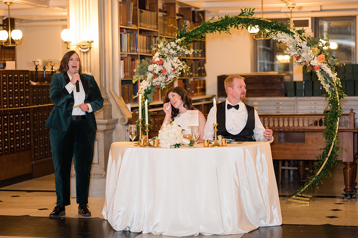 bride and groom toast reaction