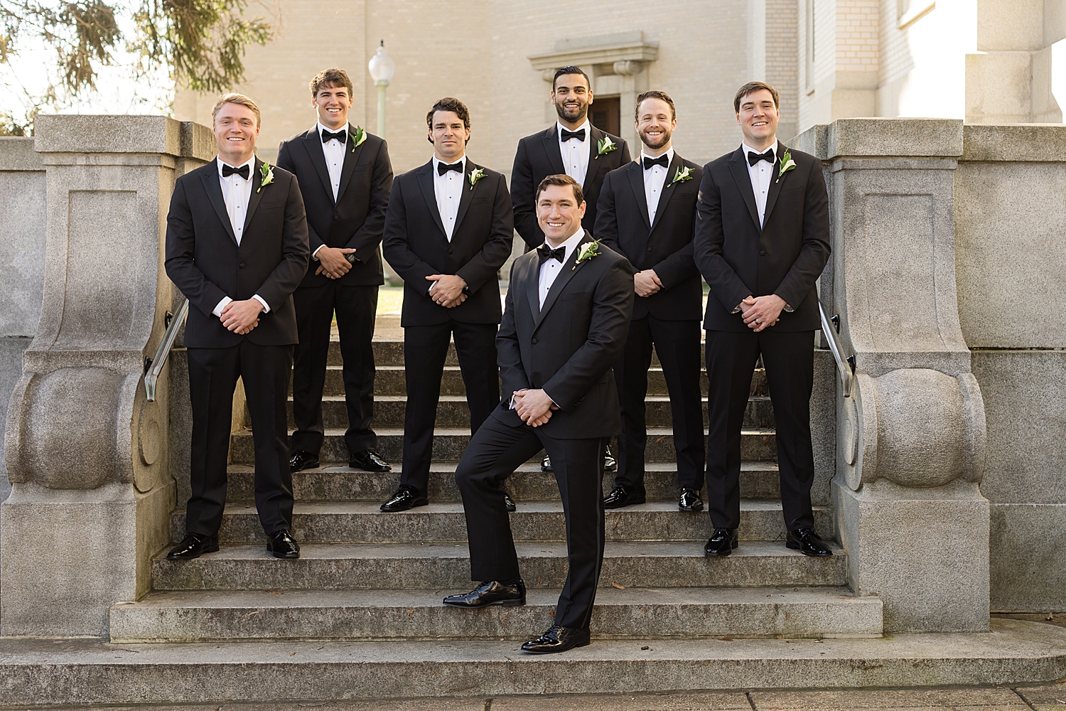 groom and groomsmen at usna