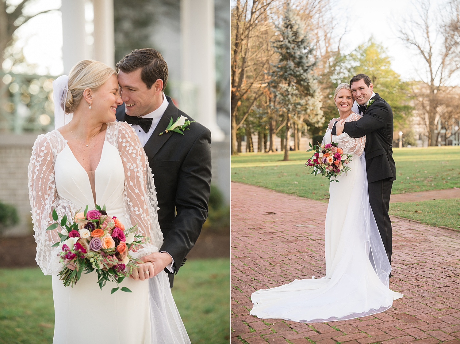 bride and groom portrait winter wedding