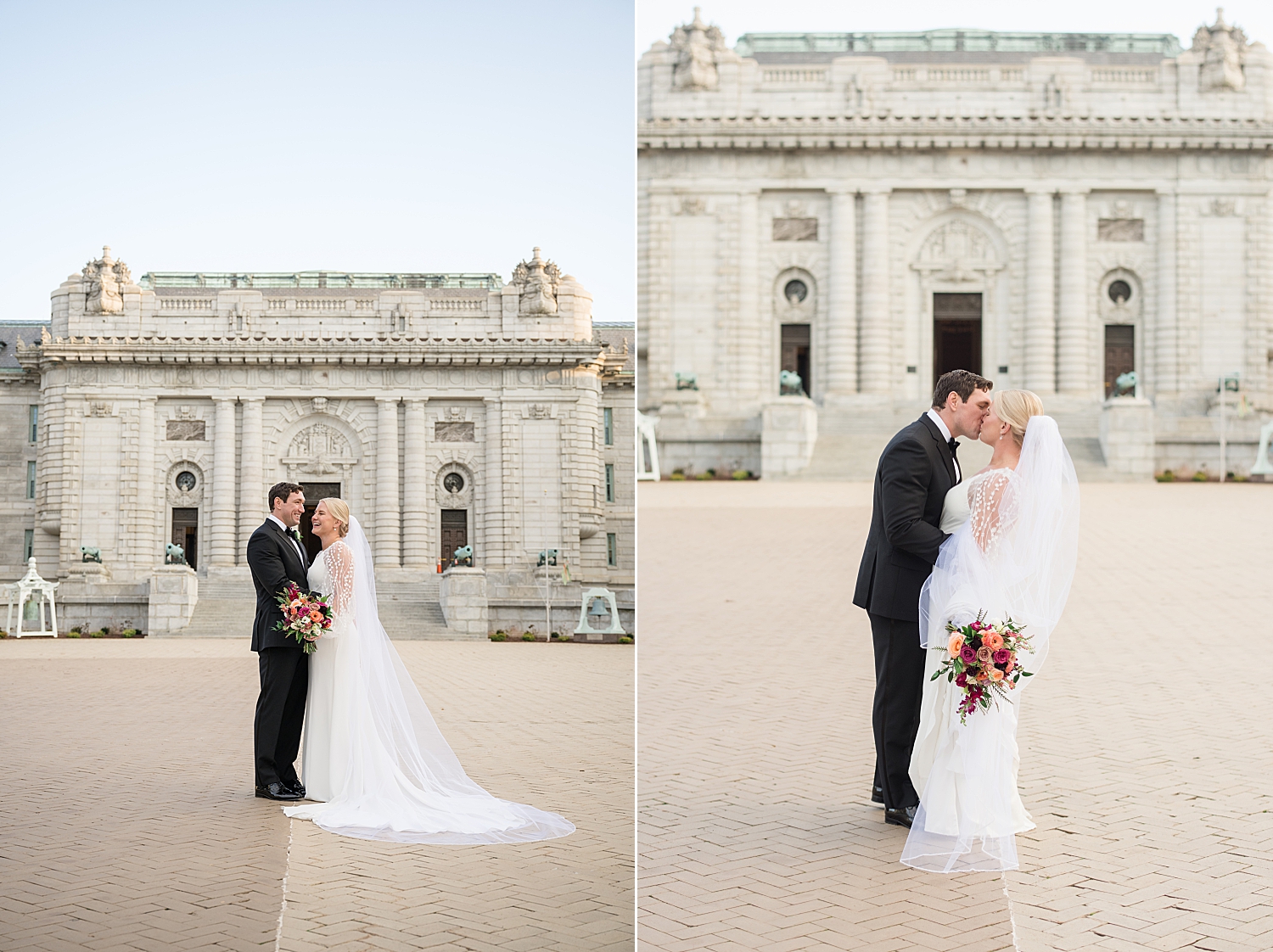 bride and groom portrait winter wedding usna