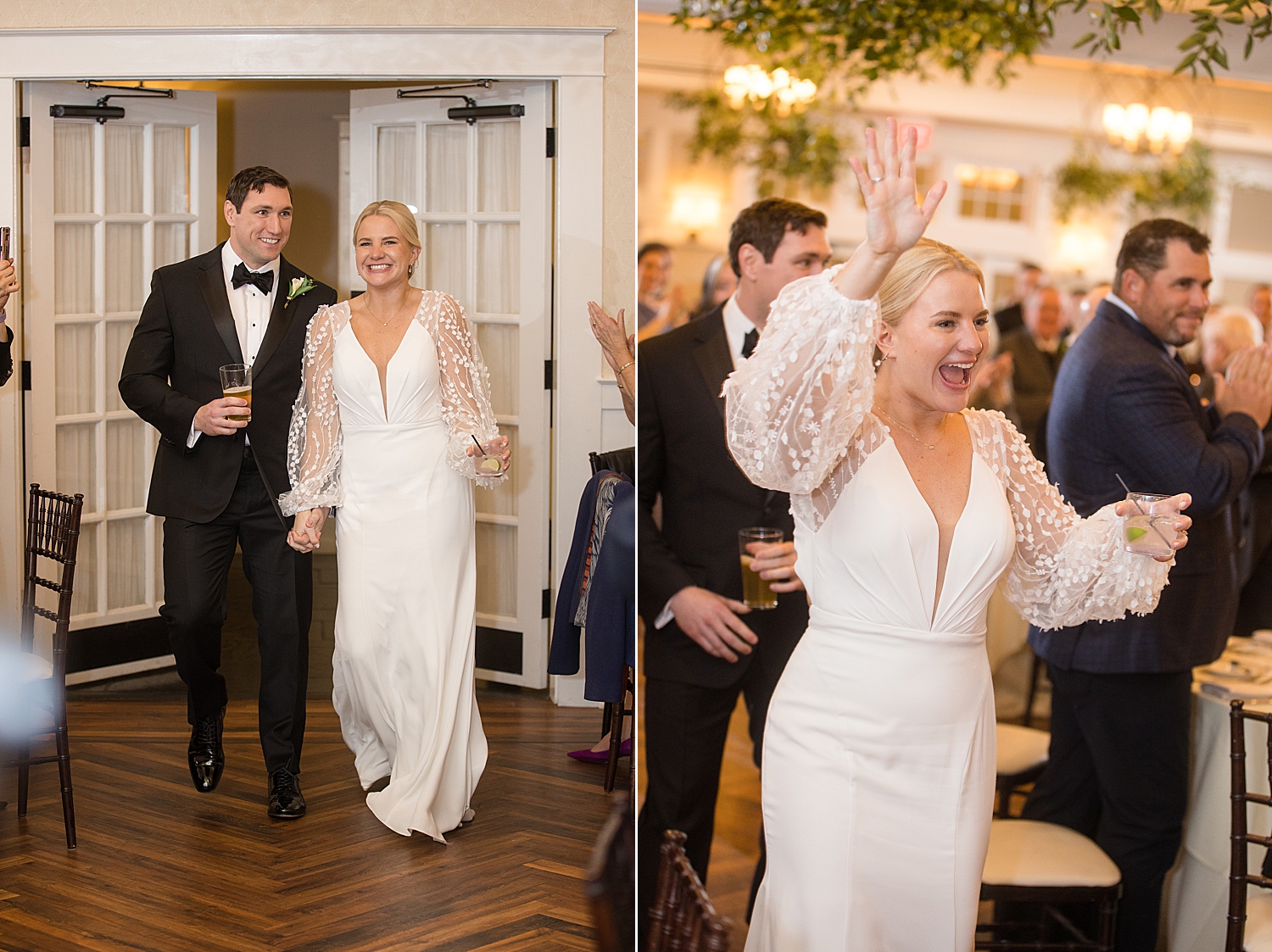 bride and groom enter reception