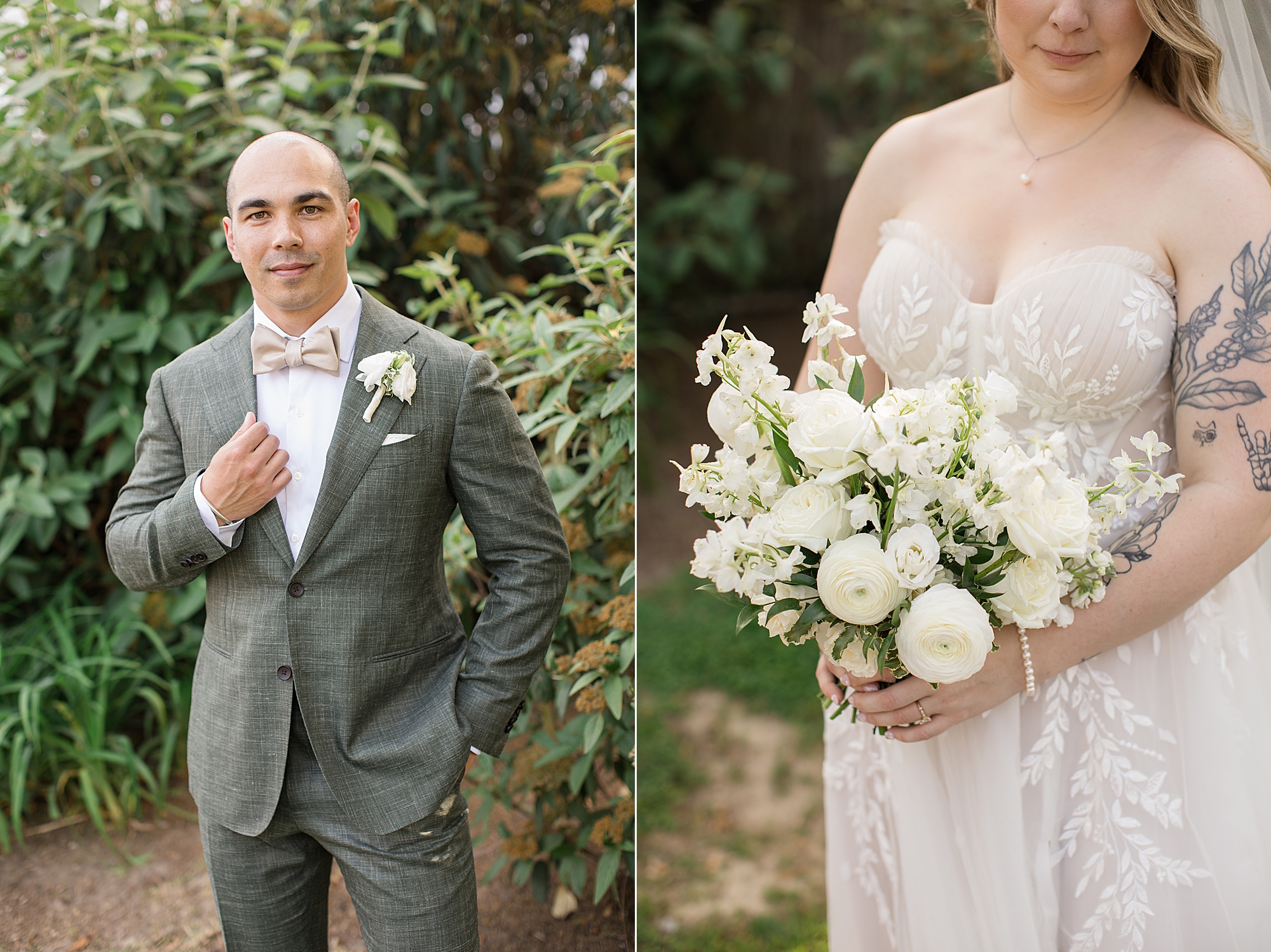 Sauve handsome groom in grey tux at Annapolis wedding