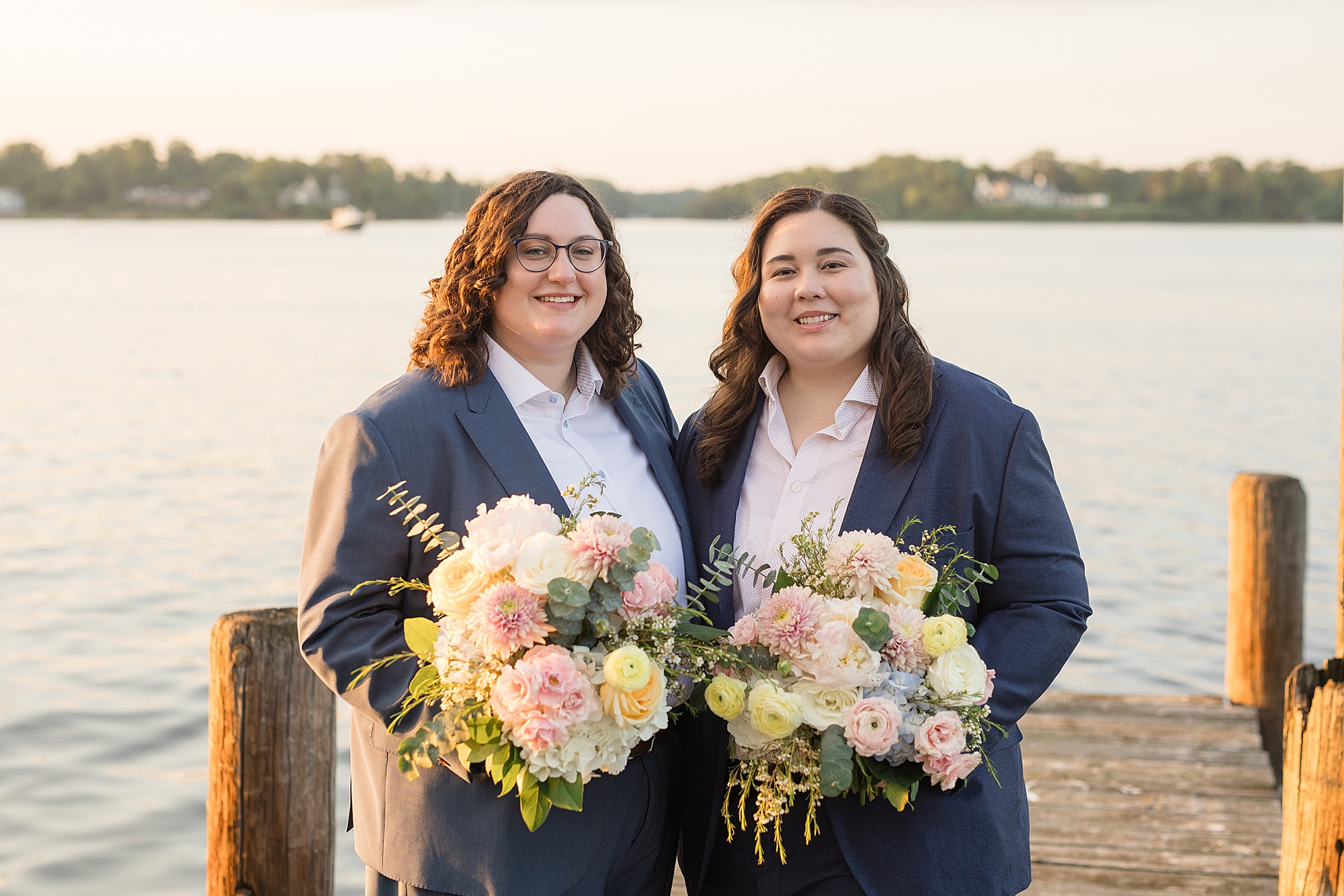 sunset lgbtq wedding on the south river